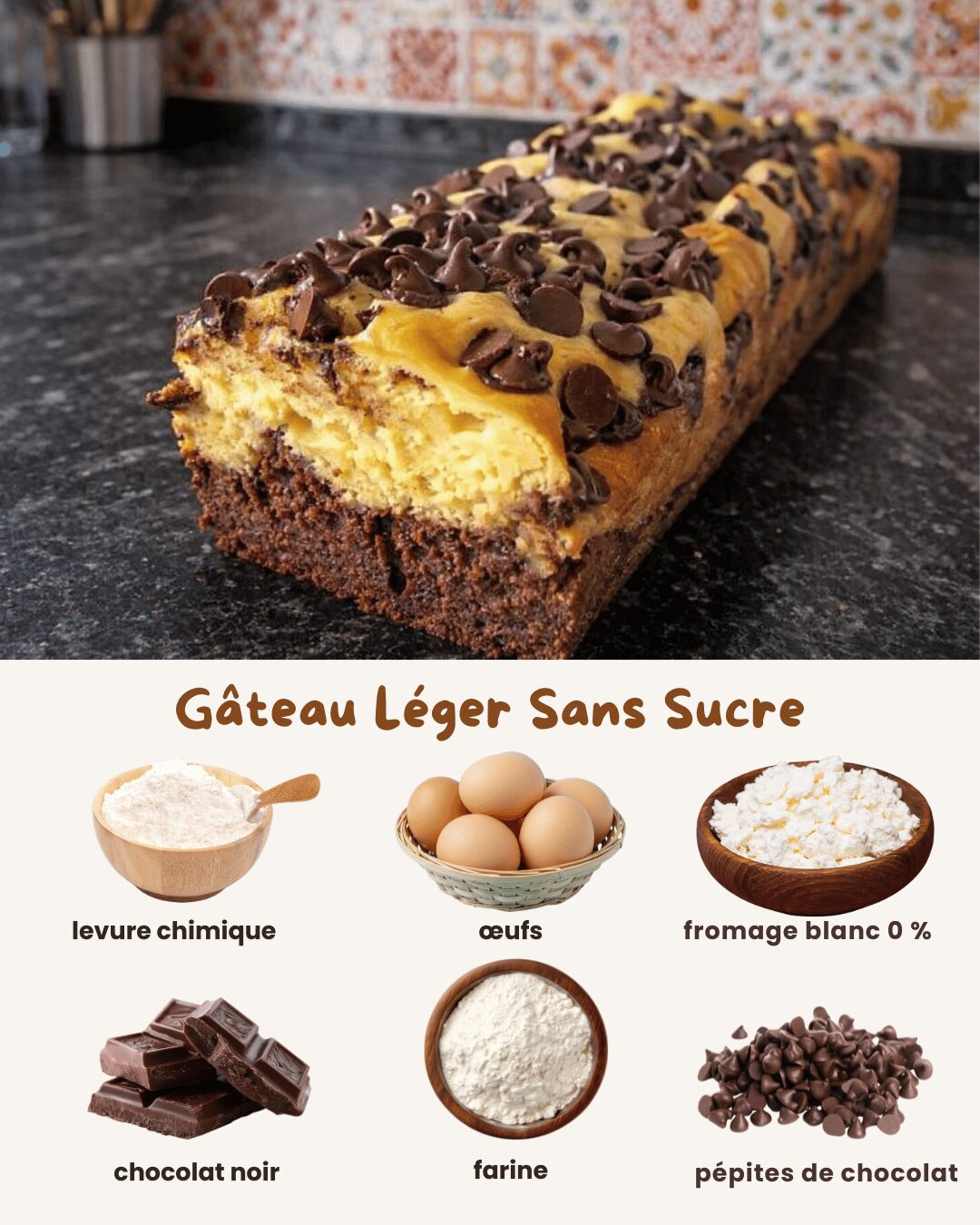 Gâteau Léger Sans Sucre et Sans Matière Grasse Ajoutée