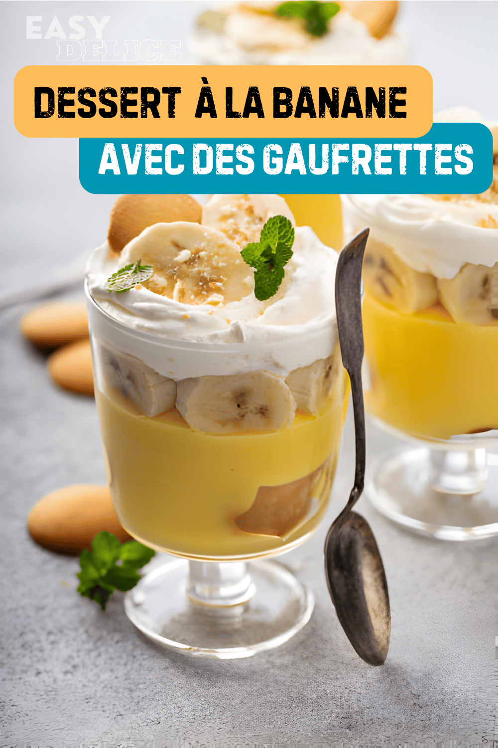 Dessert  à la Banane avec Gaufrettes