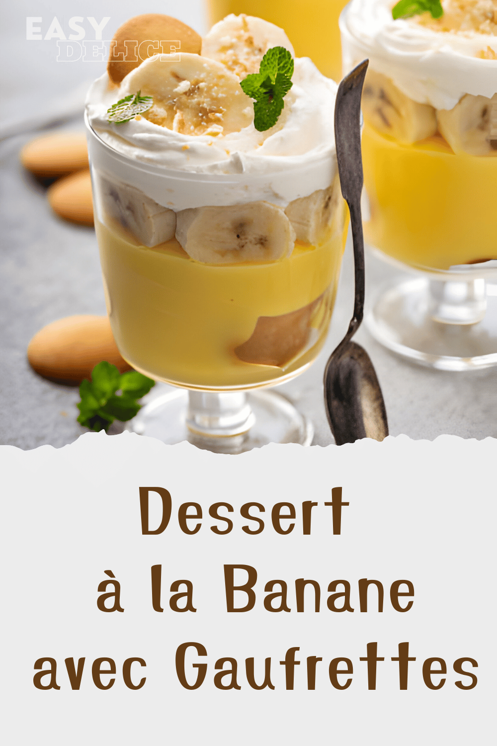 Dessert  à la Banane avec Gaufrettes