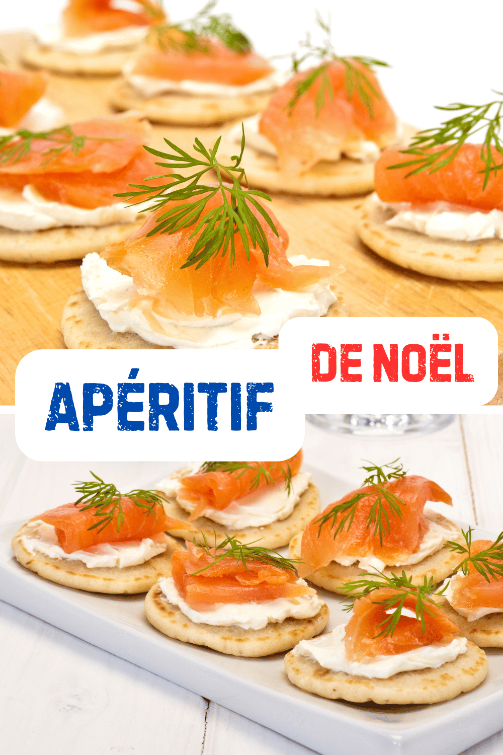 Blinis au saumon fumé sous son lit de neige