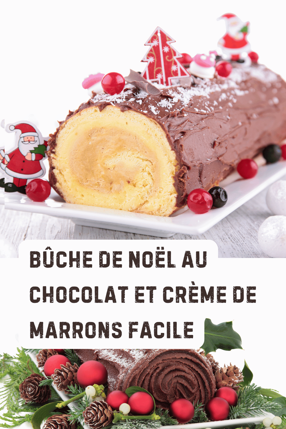 Bûche de Noël au Chocolat et Crème de Marrons