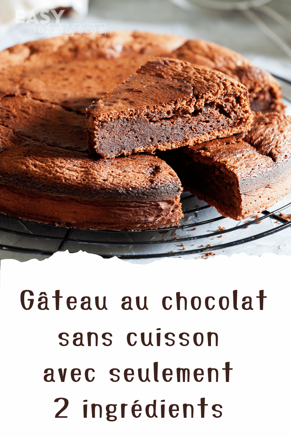 Gâteau au chocolat sans cuisson avec seulement 2 ingrédients