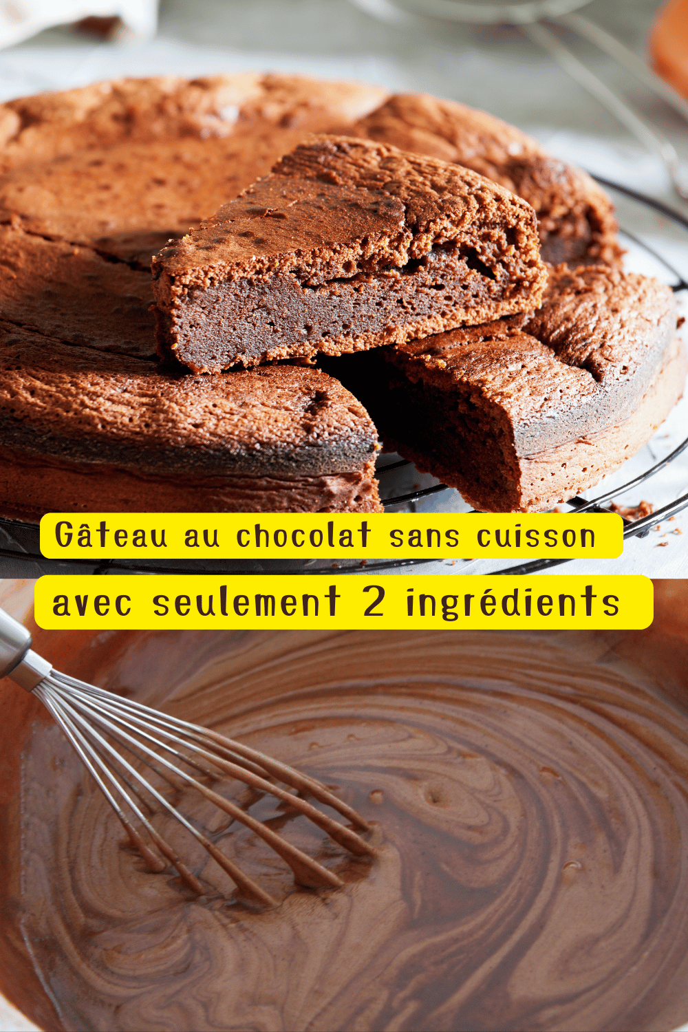 Gâteau au chocolat sans cuisson avec seulement 2 ingrédients