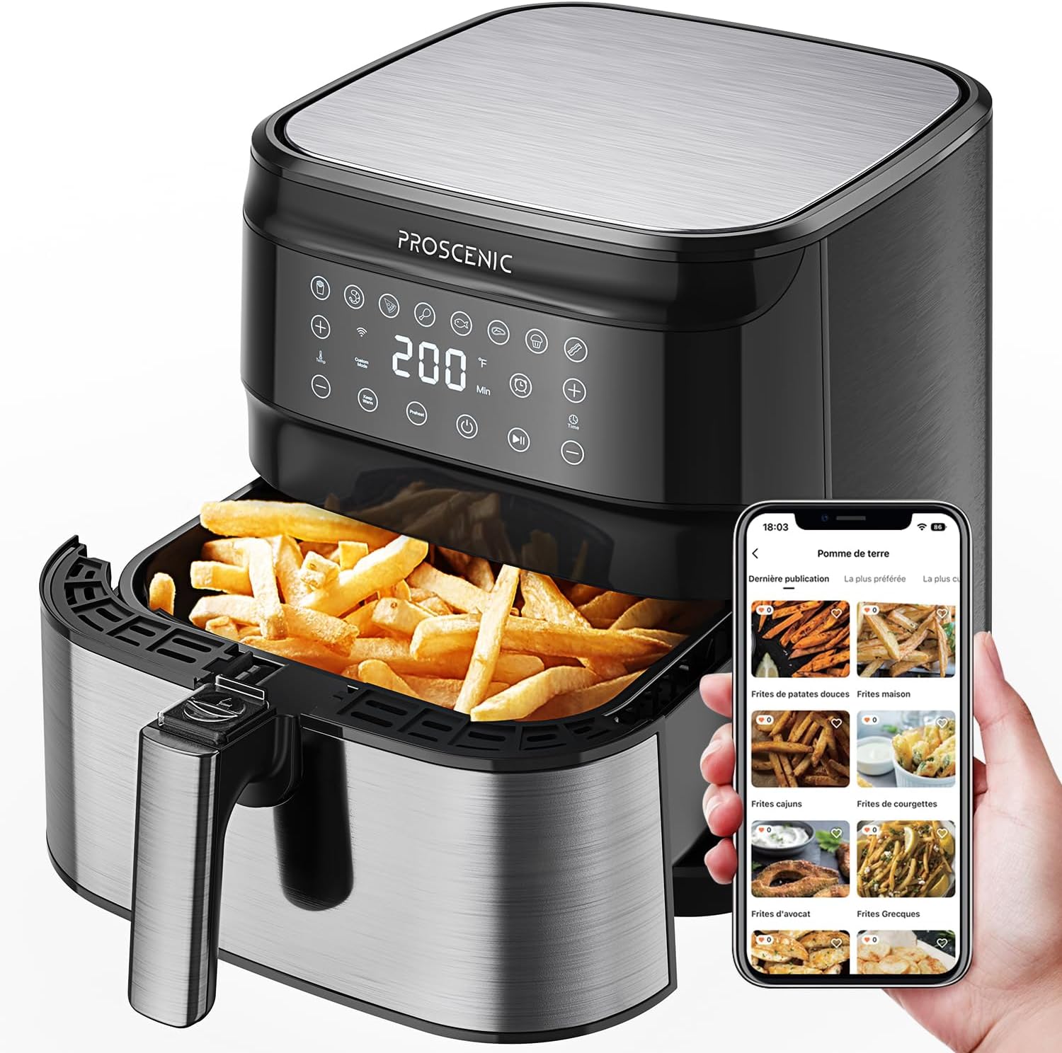 Air fryers modernes sur un plan de cuisine, prêts à être utilisés. 