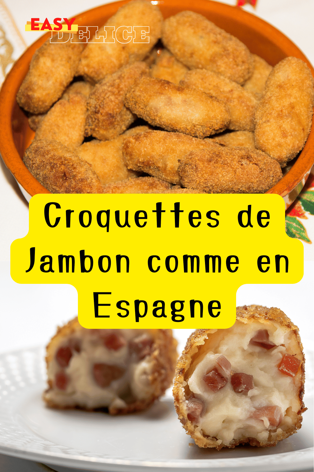 Croquettes de jambon dorées et croustillantes servies avec une sauce crémeuse