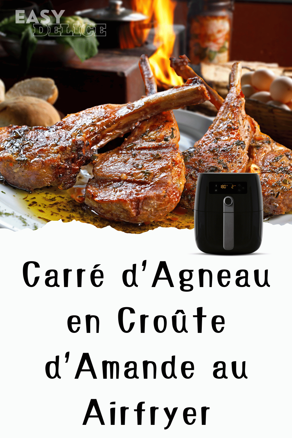  Carré d’agneau en croûte d’amande dorée, cuit à la perfection dans un Airfryer.

