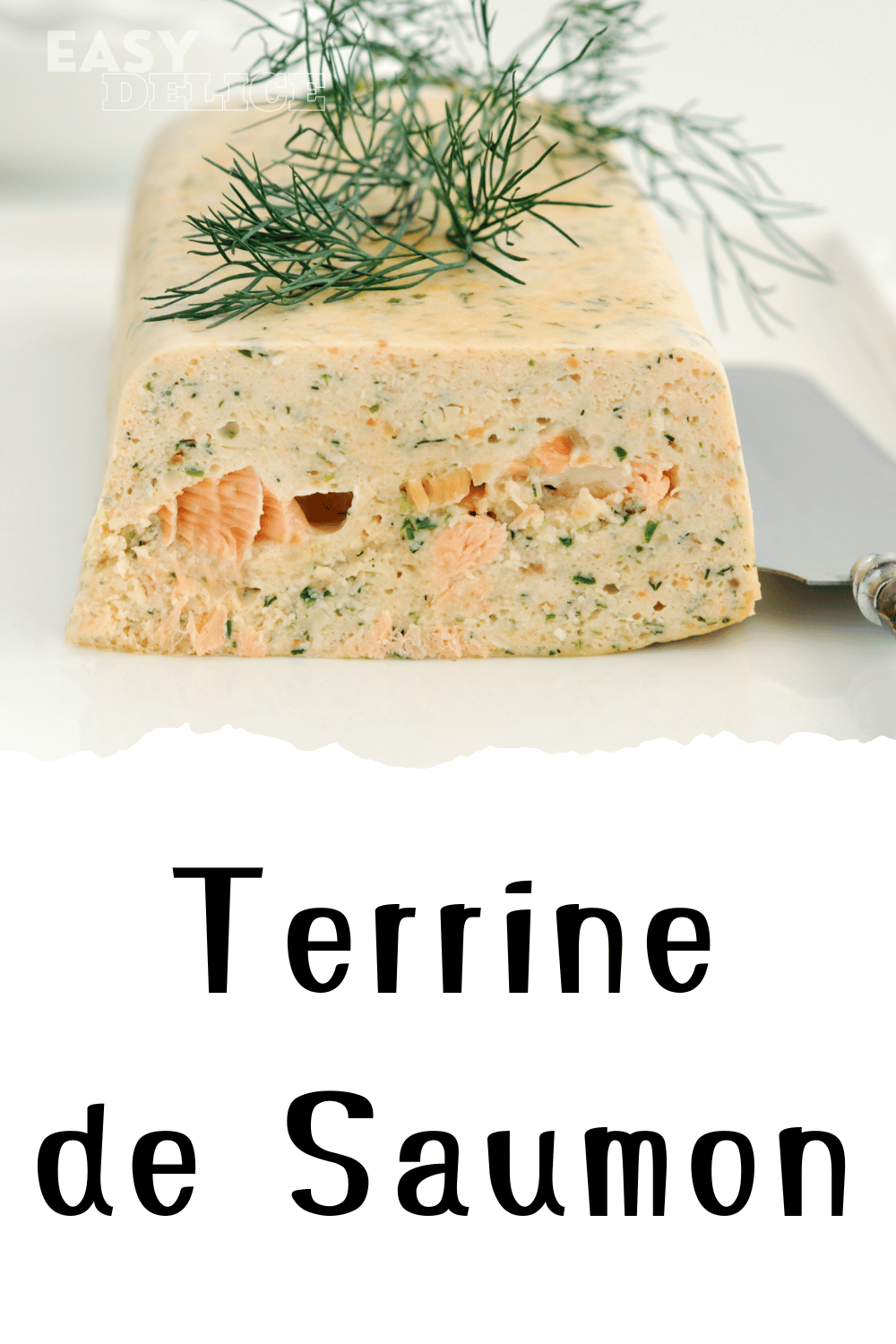 Terrine de saumon moelleuse et colorée, servie avec des tranches de citron et de l’aneth frais.