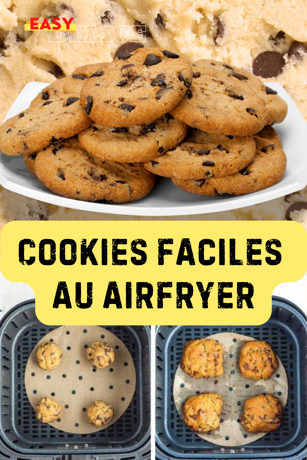 Cookies dorés et moelleux cuits au Airfryer, prêts à être dégustés.