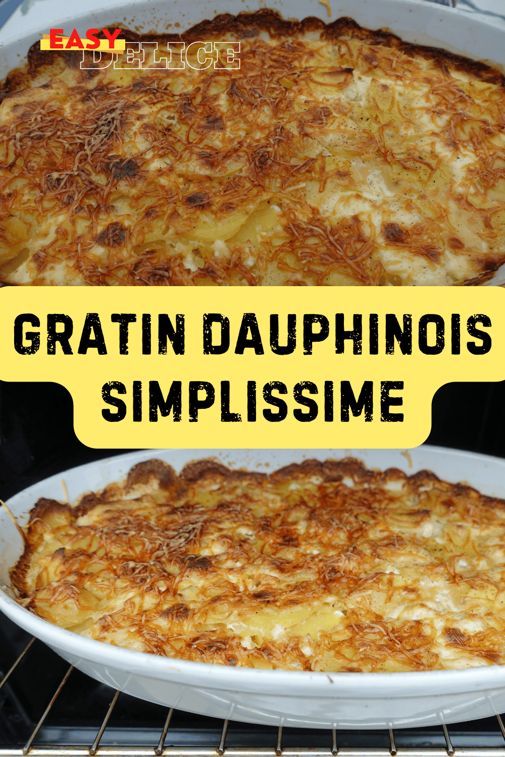 Gratin dauphinois doré et crémeux, servi dans un plat à gratin rustique.