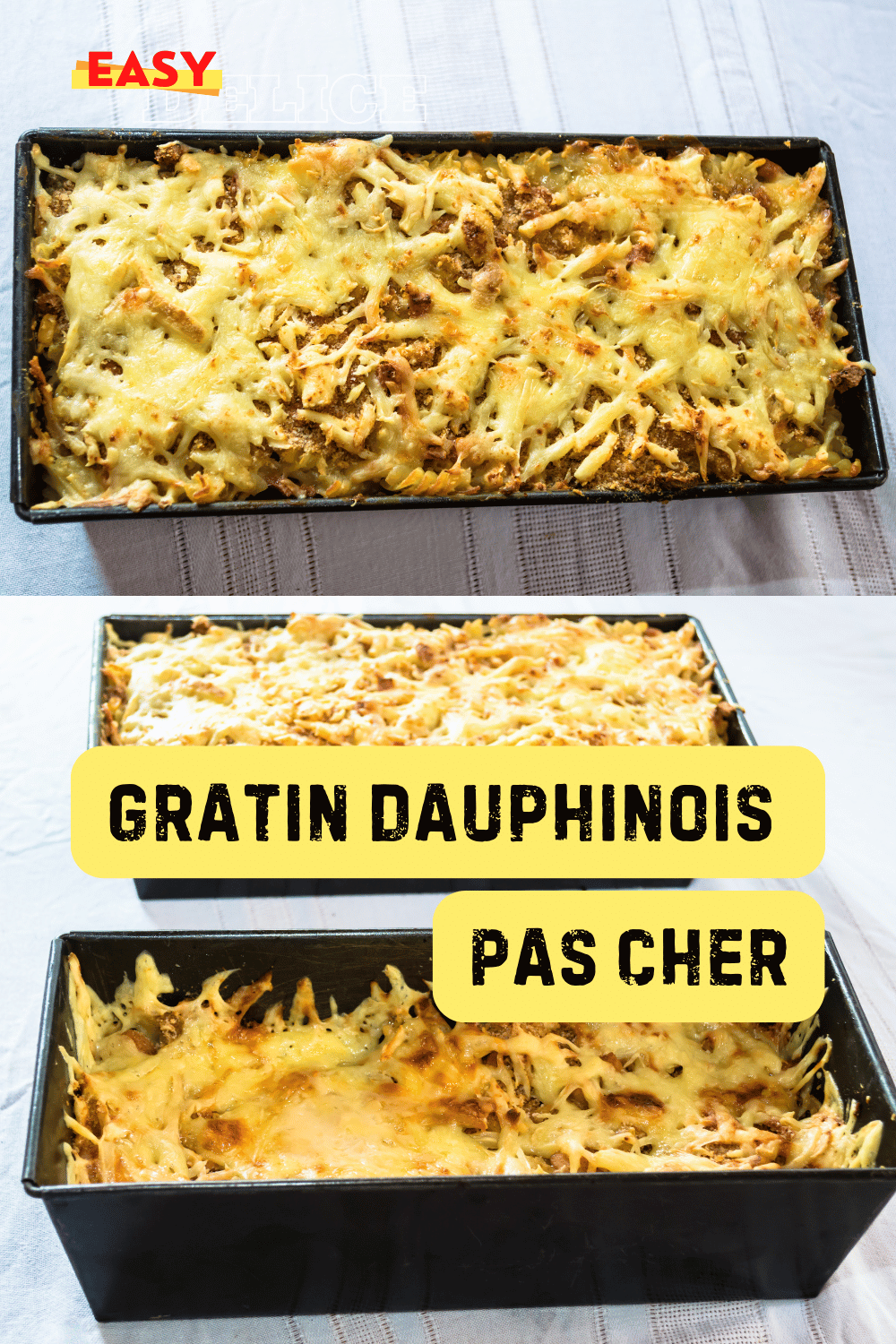 Gratin dauphinois pas cher, doré et crémeux, servi dans un plat familial.