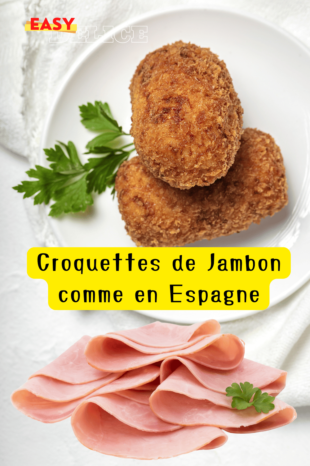 Croquettes de jambon dorées et croustillantes servies avec une sauce crémeuse

