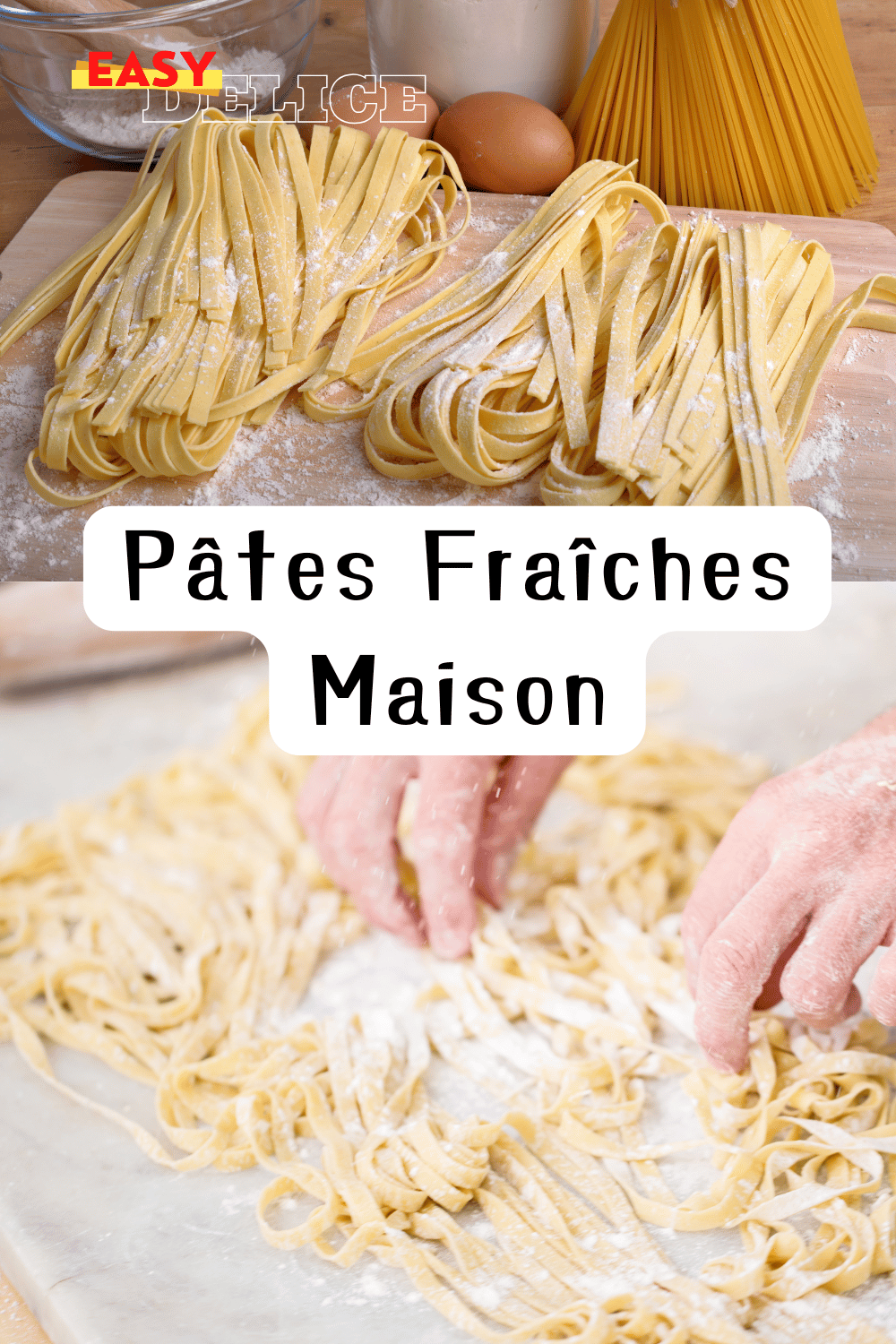  Pâtes fraîches maison étalées sur une table, prêtes à être cuites. 