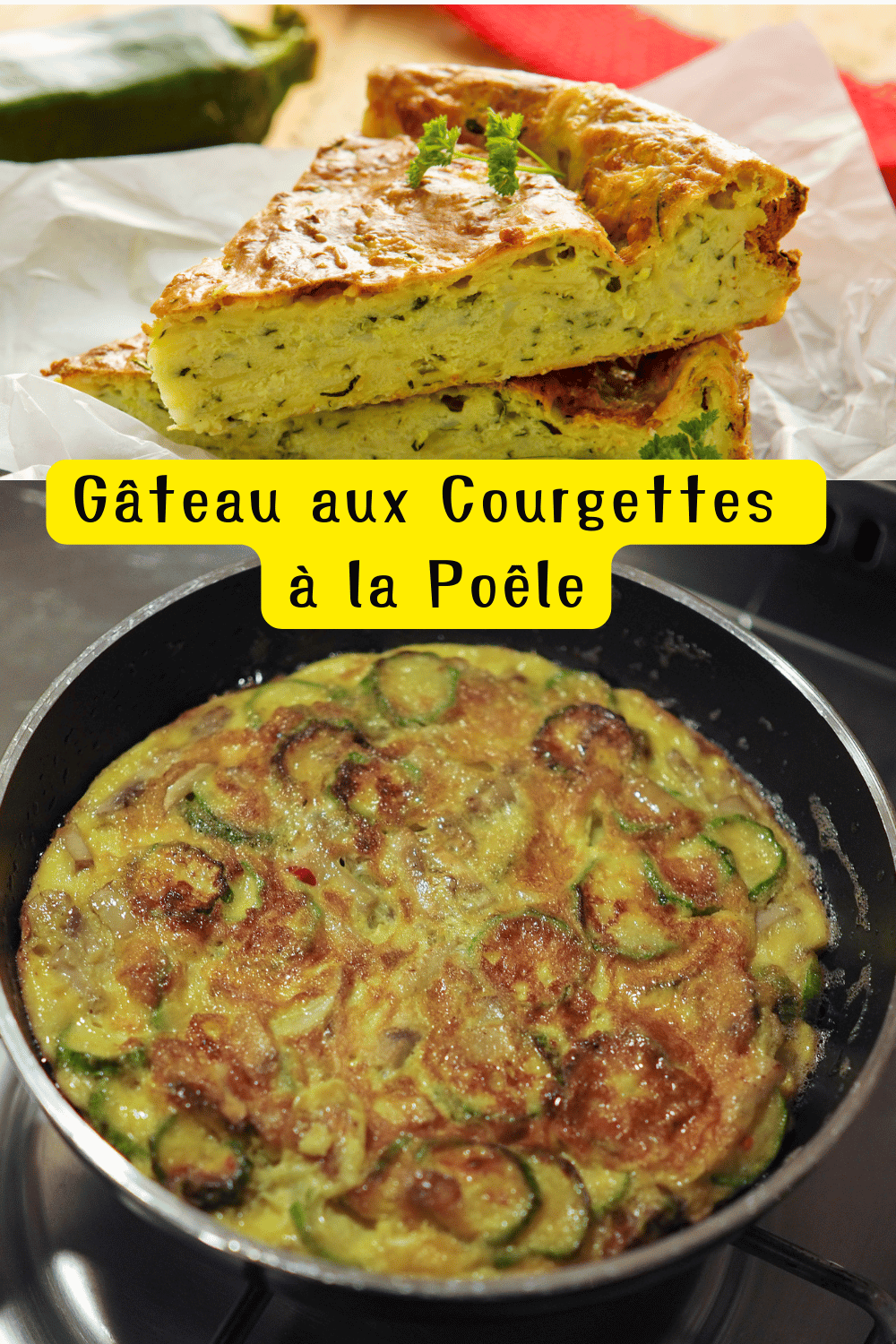 Gâteau moelleux aux courgettes doré, cuit à la poêle et servi sur une assiette