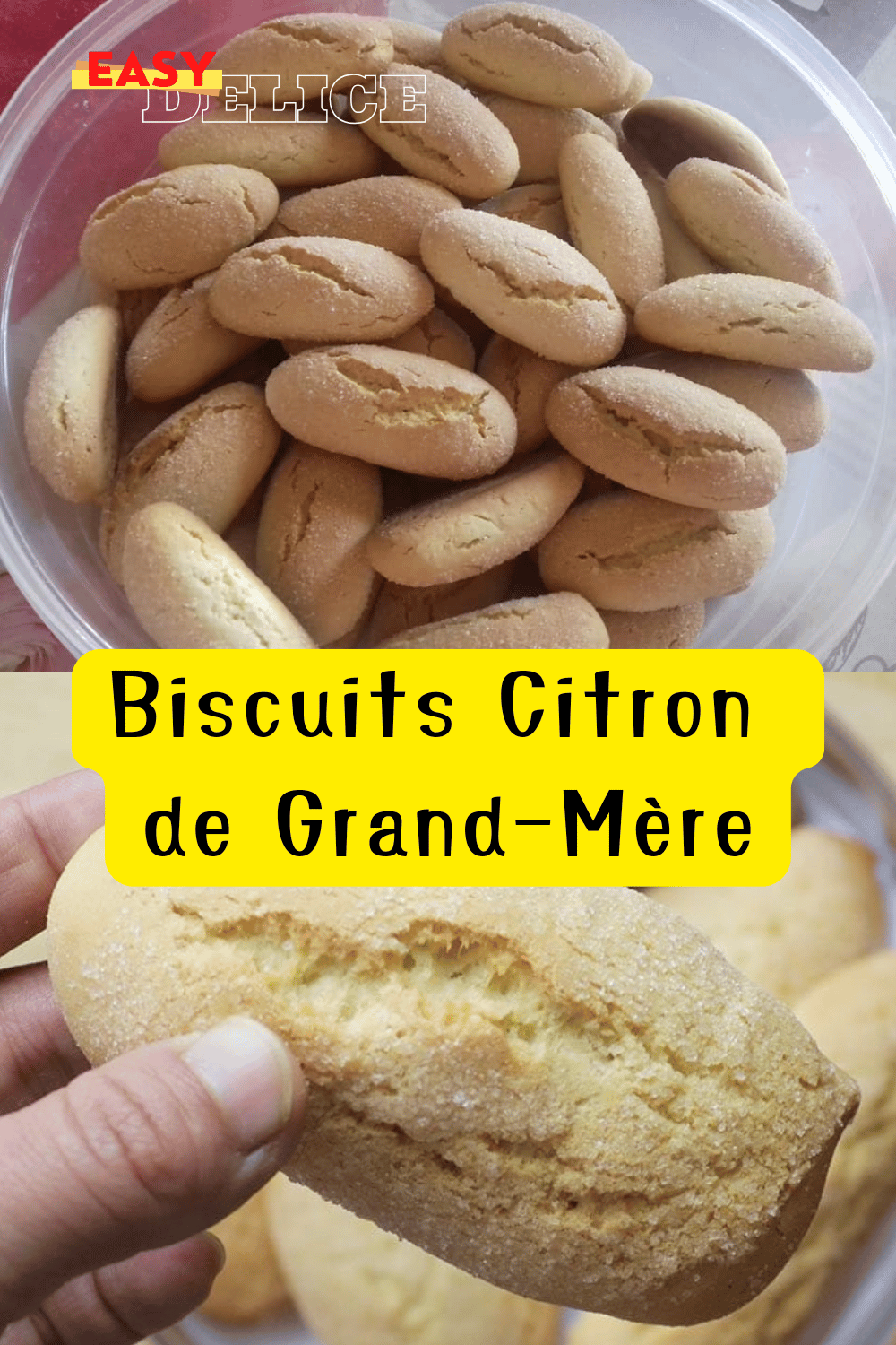 Biscuits au citron dorés, saupoudrés de sucre glace, prêts à être dégustés.