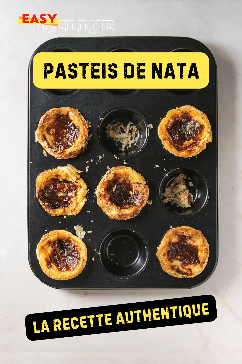 Pasteis de nata dorés et crémeux avec une touche de cannelle, prêts à être dégustés