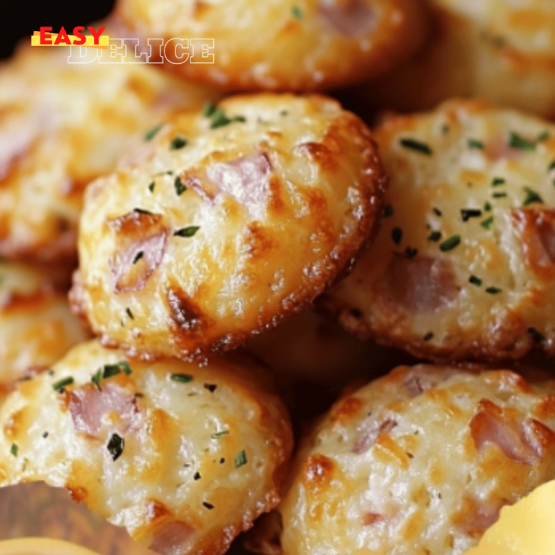 Cookies salés au parmesan et jambon, dorés et croustillants, servis sur un plateau apéritif.