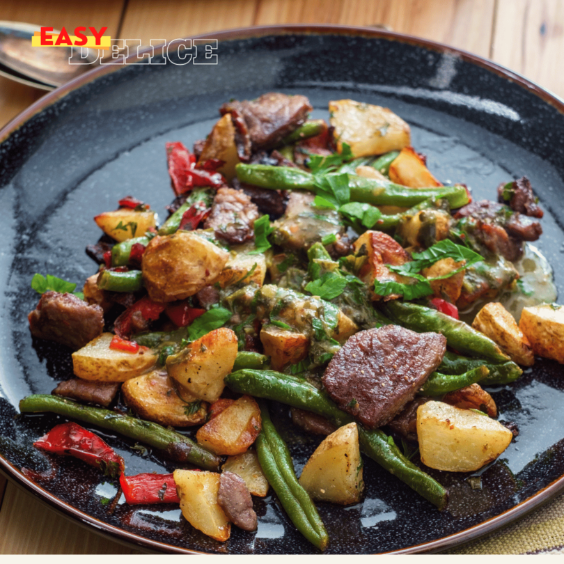 Roastbeef juteux avec légumes et sauce chimichurri, cuit à la perfection dans l’Air Fryer.