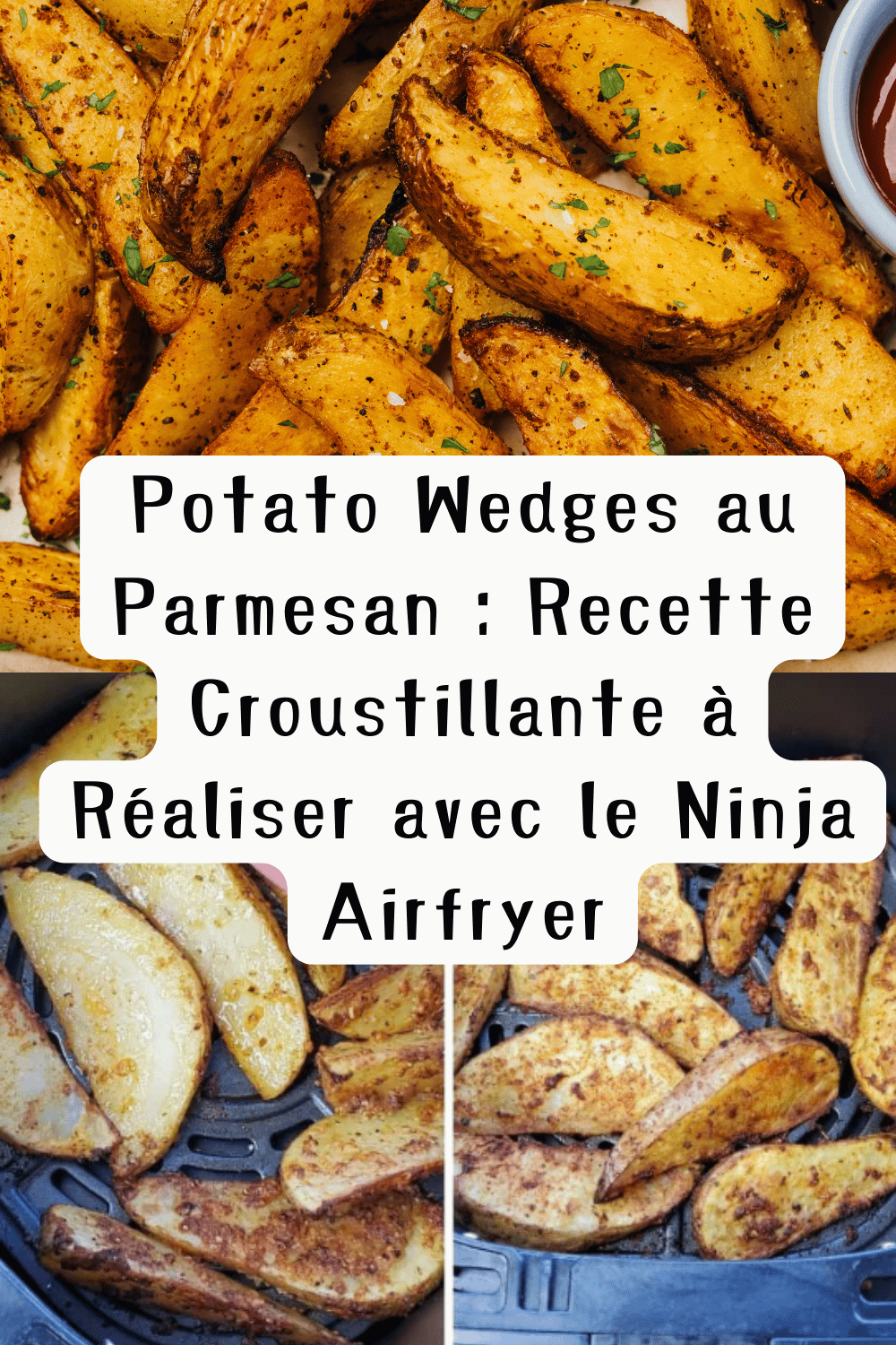 Potato wedges dorés et croustillants au parmesan, servis avec une sauce dip