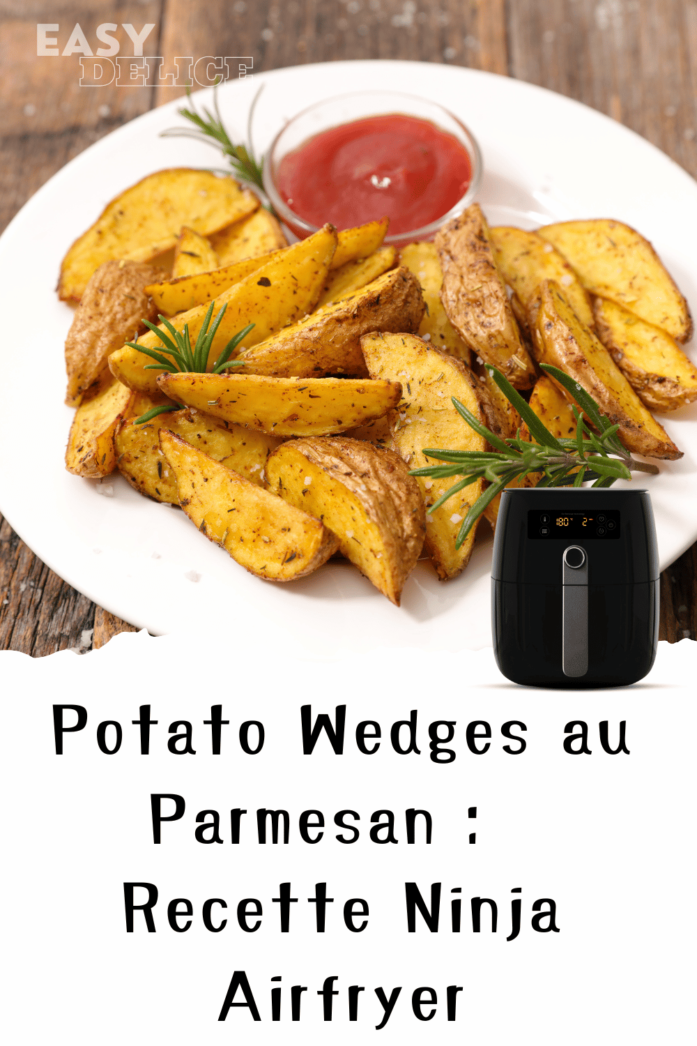 Potato wedges dorés et croustillants au parmesan, servis avec une sauce dip