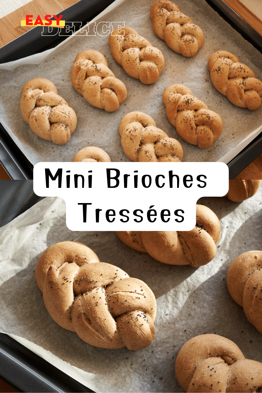 Mini brioches tressées dorées, moelleuses et délicatement dorées, servies sur une assiette.