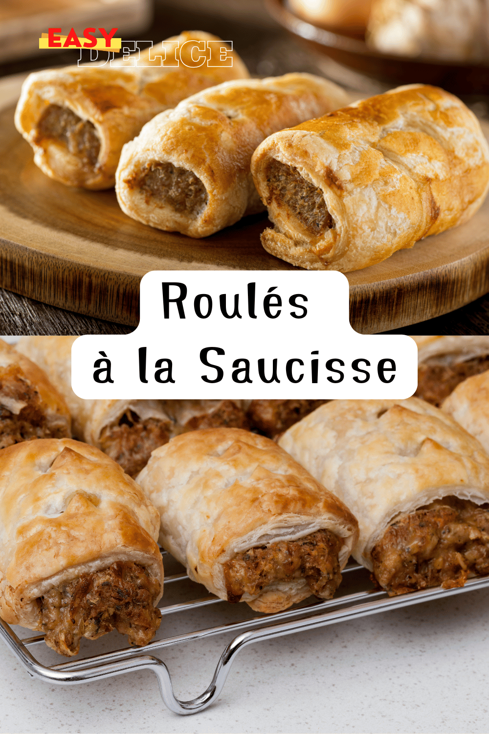 Roulés à la saucisse dorés, parfaits pour un apéritif gourmand, servis sur un plateau.