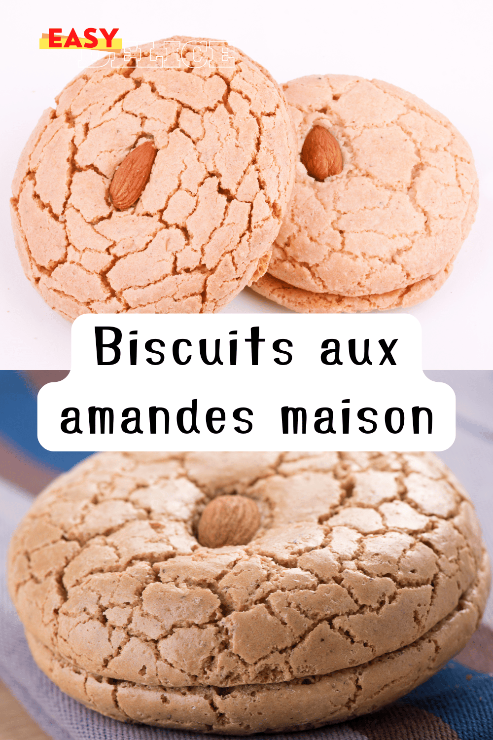 Biscuits aux amandes maison dorés et croustillants, présentés sur une assiette avec quelques amandes entières.