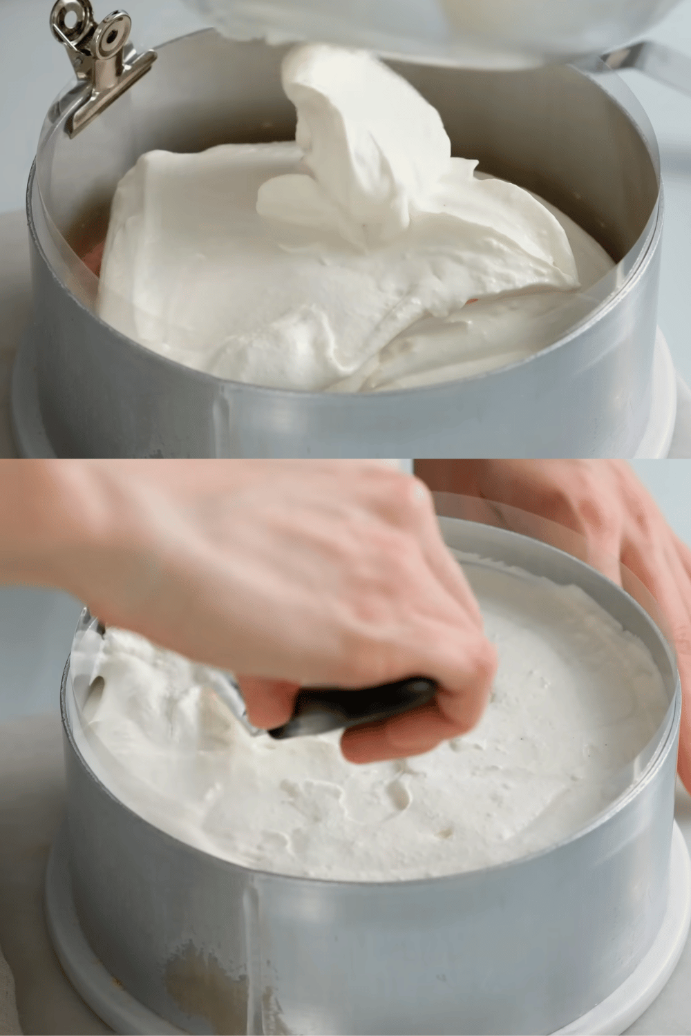 Gâteau au fromage sans cuisson avec une couche brillante de gelée d'orange, joliment présenté sur un plat de service.