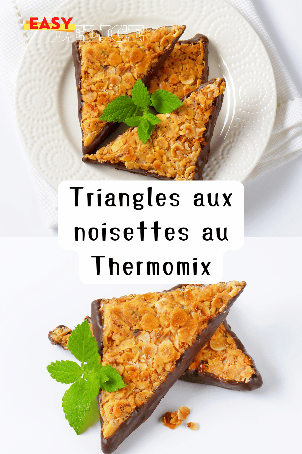 Triangles aux noisettes Thermomix fraîchement préparés et dorés.