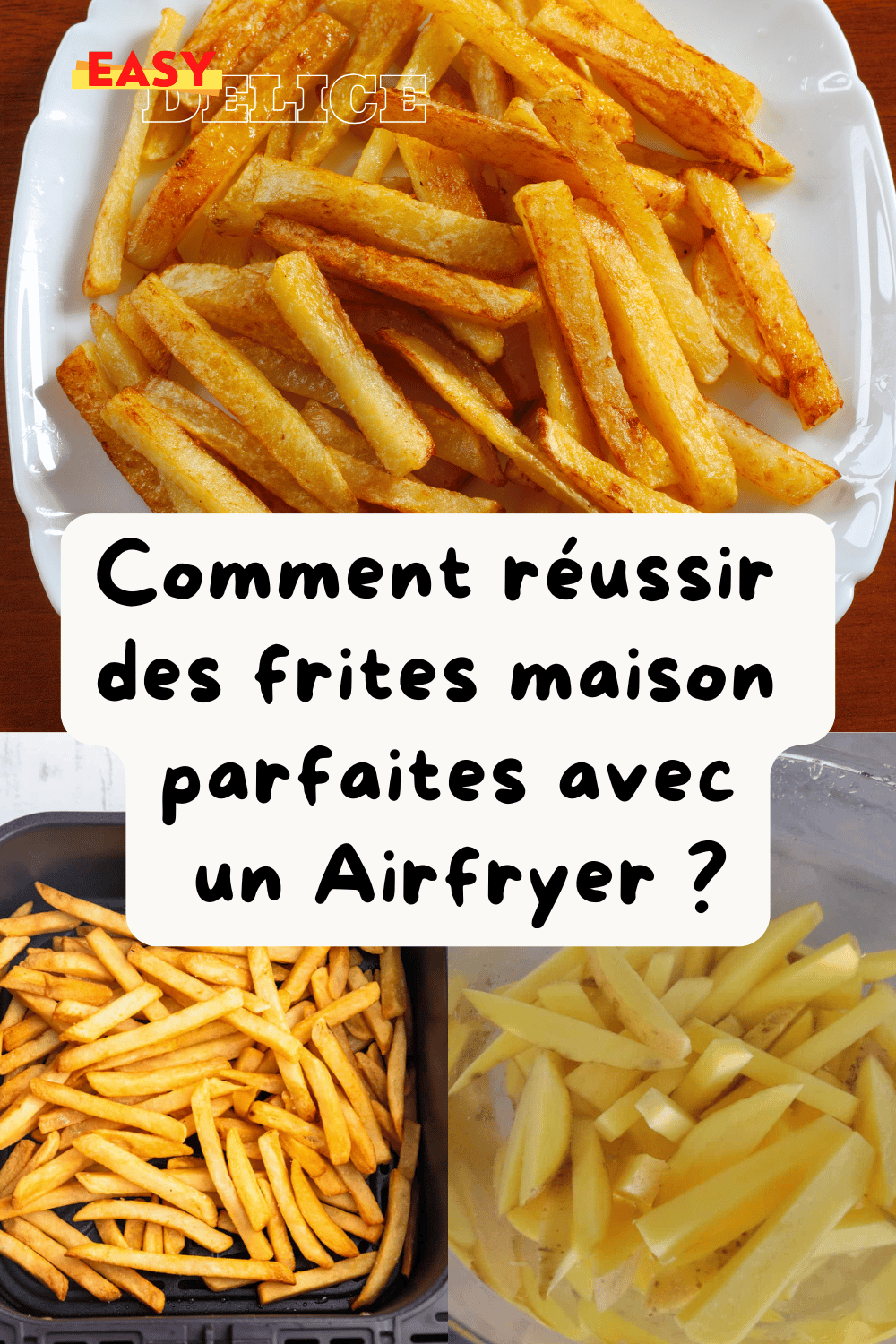 Frites maison dorées et croustillantes, préparées au Airfryer, servies dans une assiette moderne.