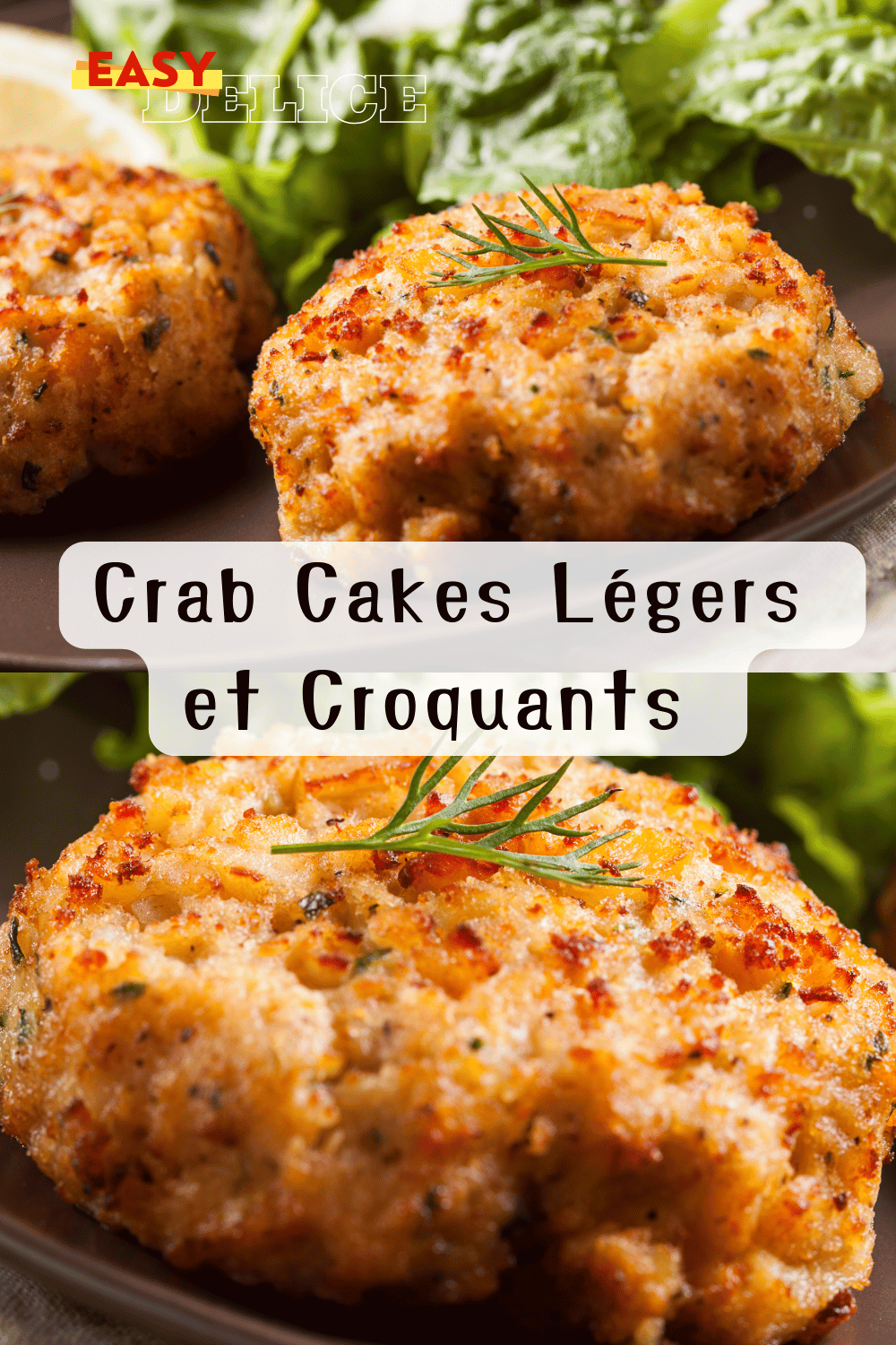 Crab cakes dorés et croustillants servis avec du citron et une sauce rémoulade.