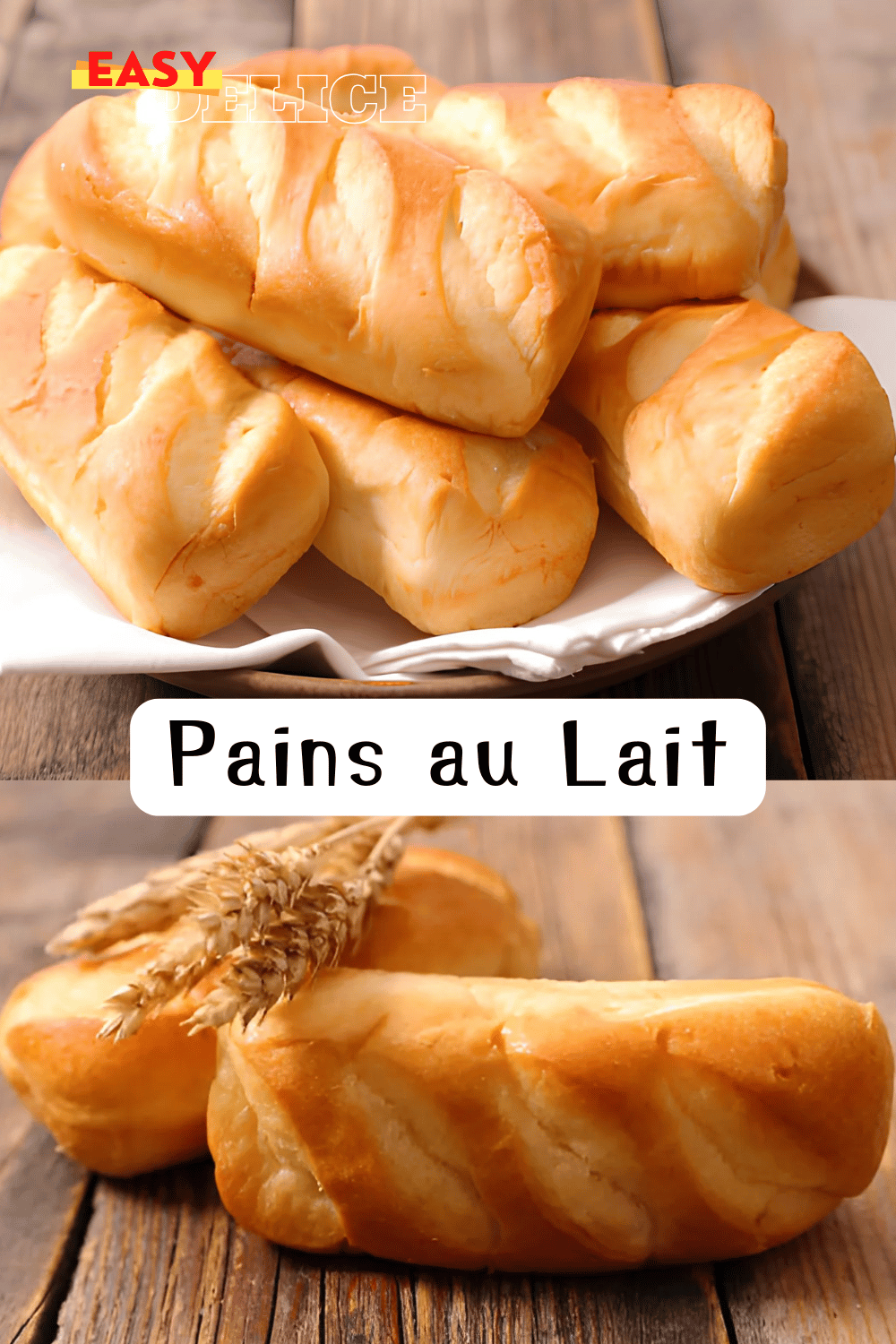 Pains au lait dorés et moelleux faits maison, prêts à être dégustés.