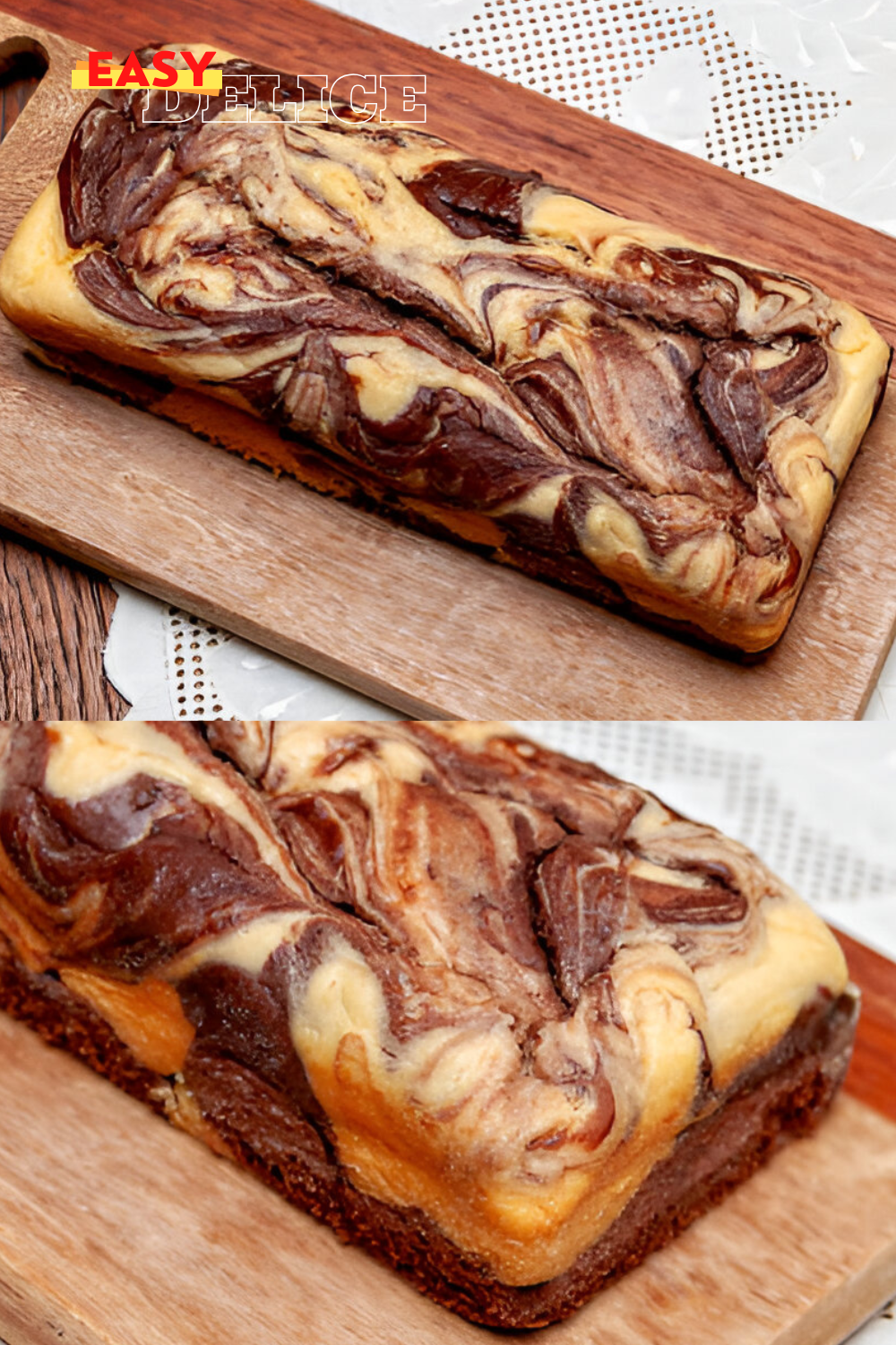 Tranches de cake marbré au chocolat moelleuses, présentées sur une assiette, accompagnées d’un verre de lait.