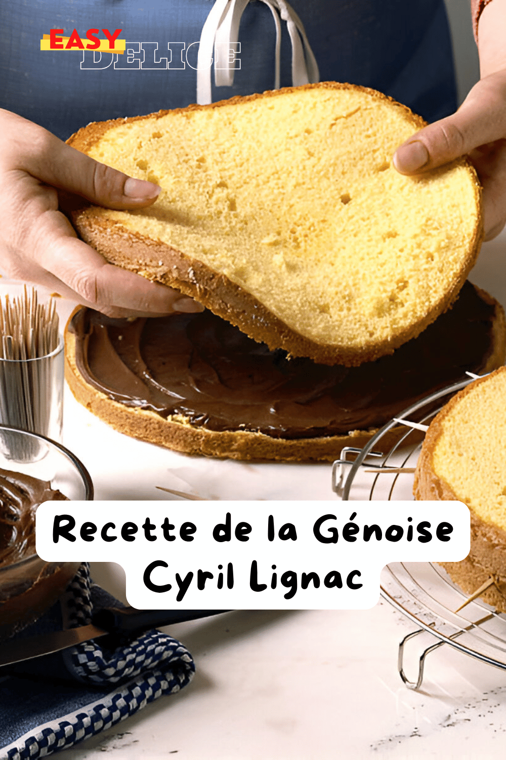 Génoise aérienne et moelleuse réalisée selon la recette de Cyril Lignac, parfaite pour un gâteau