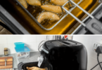 Air fryer moderne et friteuse classique côte à côte dans une cuisine contemporaine