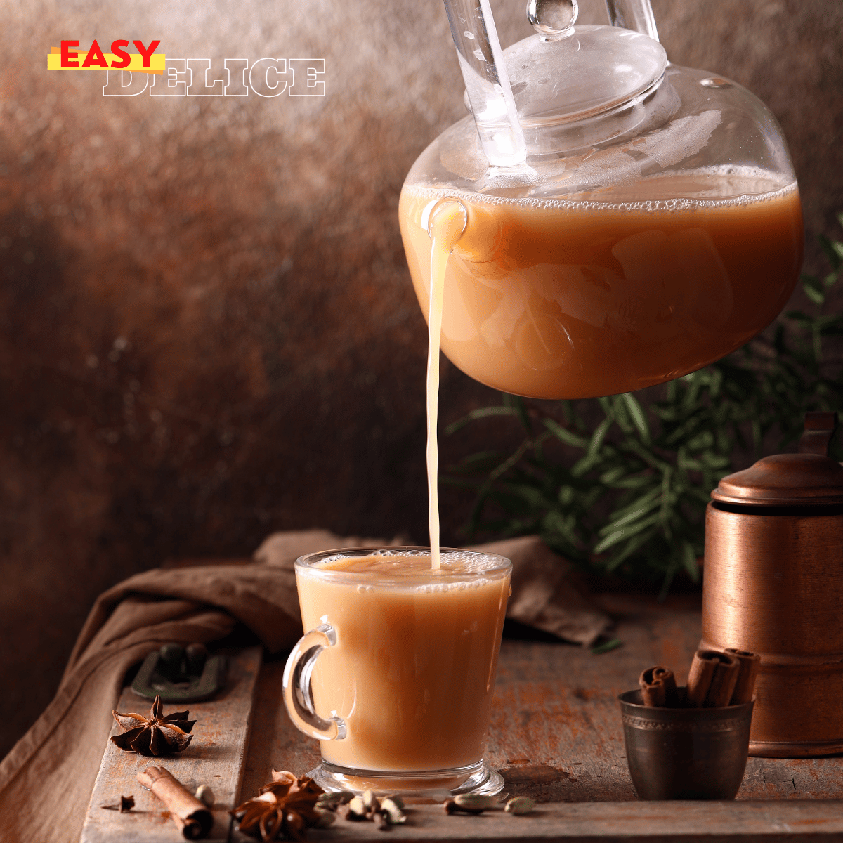 Une tasse de thé fumant, un chocolat chaud crémeux et une infusion fruitée sur une table hivernale