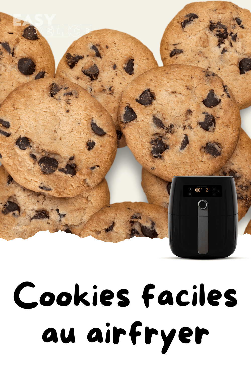 Cookies moelleux et croustillants cuits à l’airfryer, prêts à être dégustés avec un verre de lait.