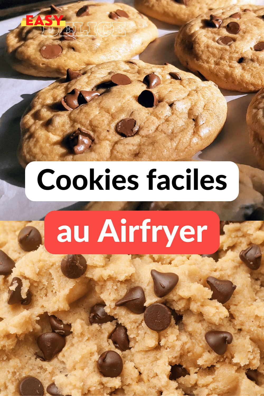 Cookies moelleux et croustillants cuits à l’airfryer, prêts à être dégustés avec un verre de lait.