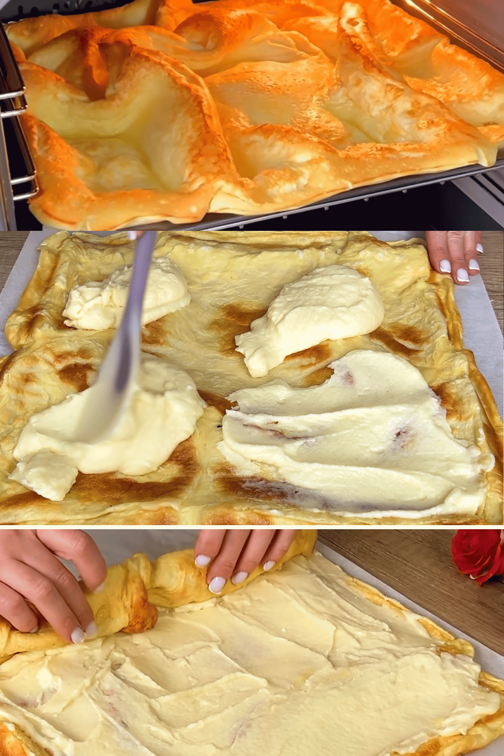 rouleau de crêpes à la crème aigre à la vanille