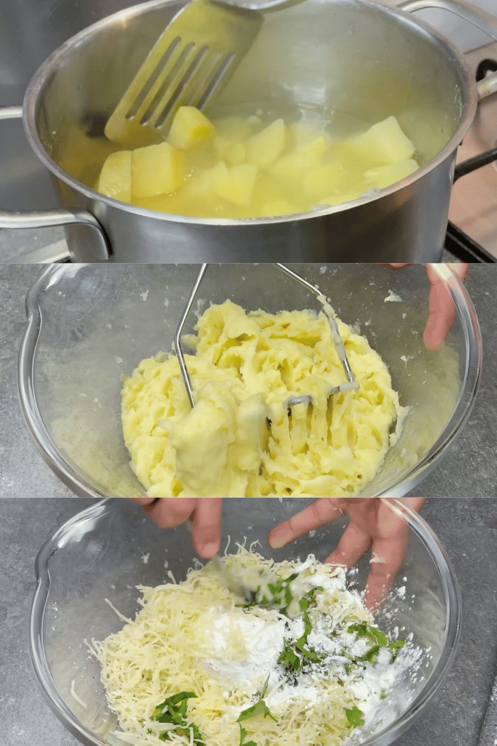 Pommes de terre farcies dorées et croustillantes, prêtes à être servies avec une salade verte.