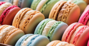 Macarons colorés parfaits avec garniture crémeuse