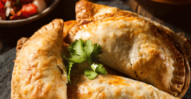 Empanadas dorées et croustillantes au Airfryer, servies avec une sauce.