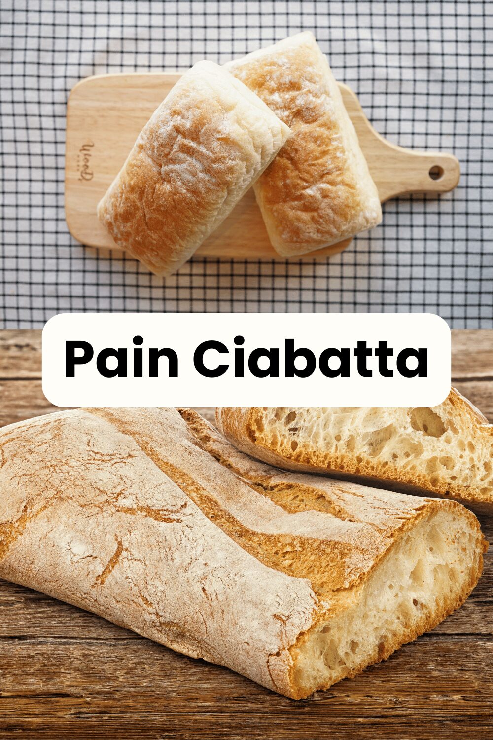  Pain ciabatta maison avec une mie alvéolée et une croûte dorée et croustillante.