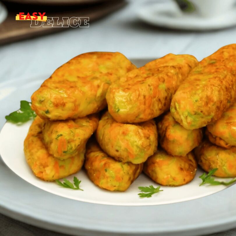 Galettes de pommes de terre et courgettes, dorées et croustillantes, servies avec une sauce crémeuse à l’ail.