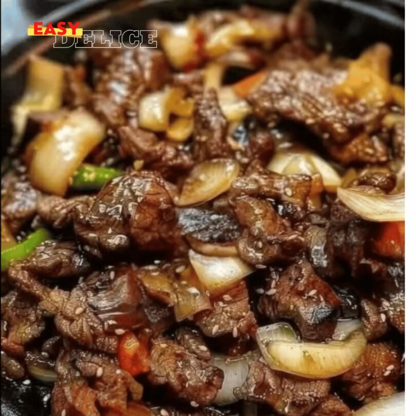 Steak au Poivre Chinois Grésillant avec Oignons