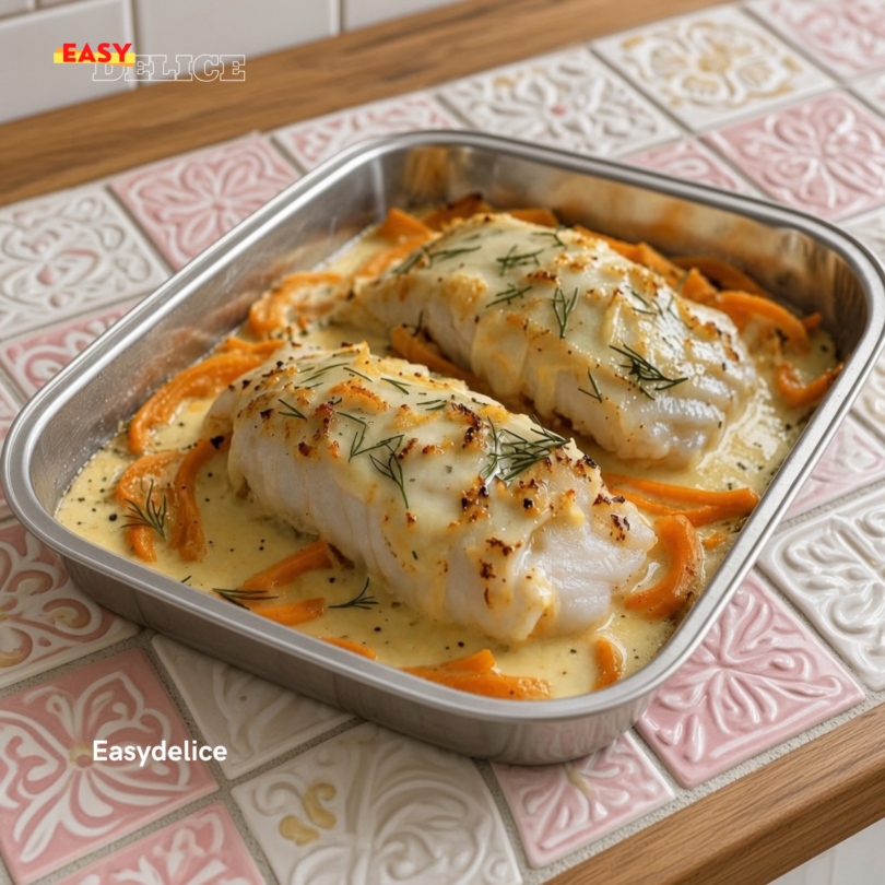 Filets de Cabillaud au Four à la Crème & aux Carottes