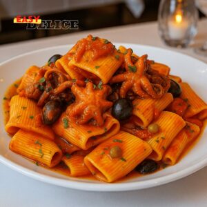 Pasta alla Luciana : Pâtes au Poulpe et Sauce Tomate