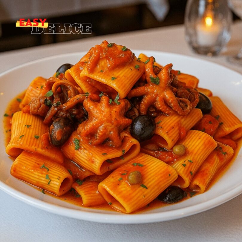 Pasta alla Luciana : Pâtes au Poulpe et Sauce Tomate