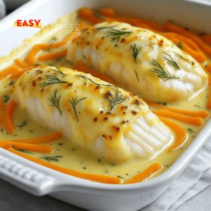 Filets de Cabillaud à la Crème et aux Légumes à la Poêle