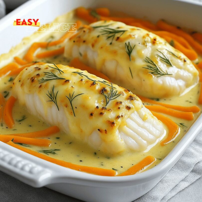 Filets de Cabillaud à la Crème et aux Légumes à la Poêle