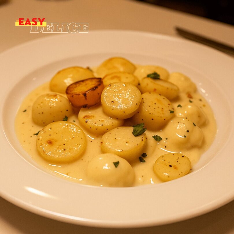 Pommes de Terre Fondantes en Sauce Crémeuse à l’Ail